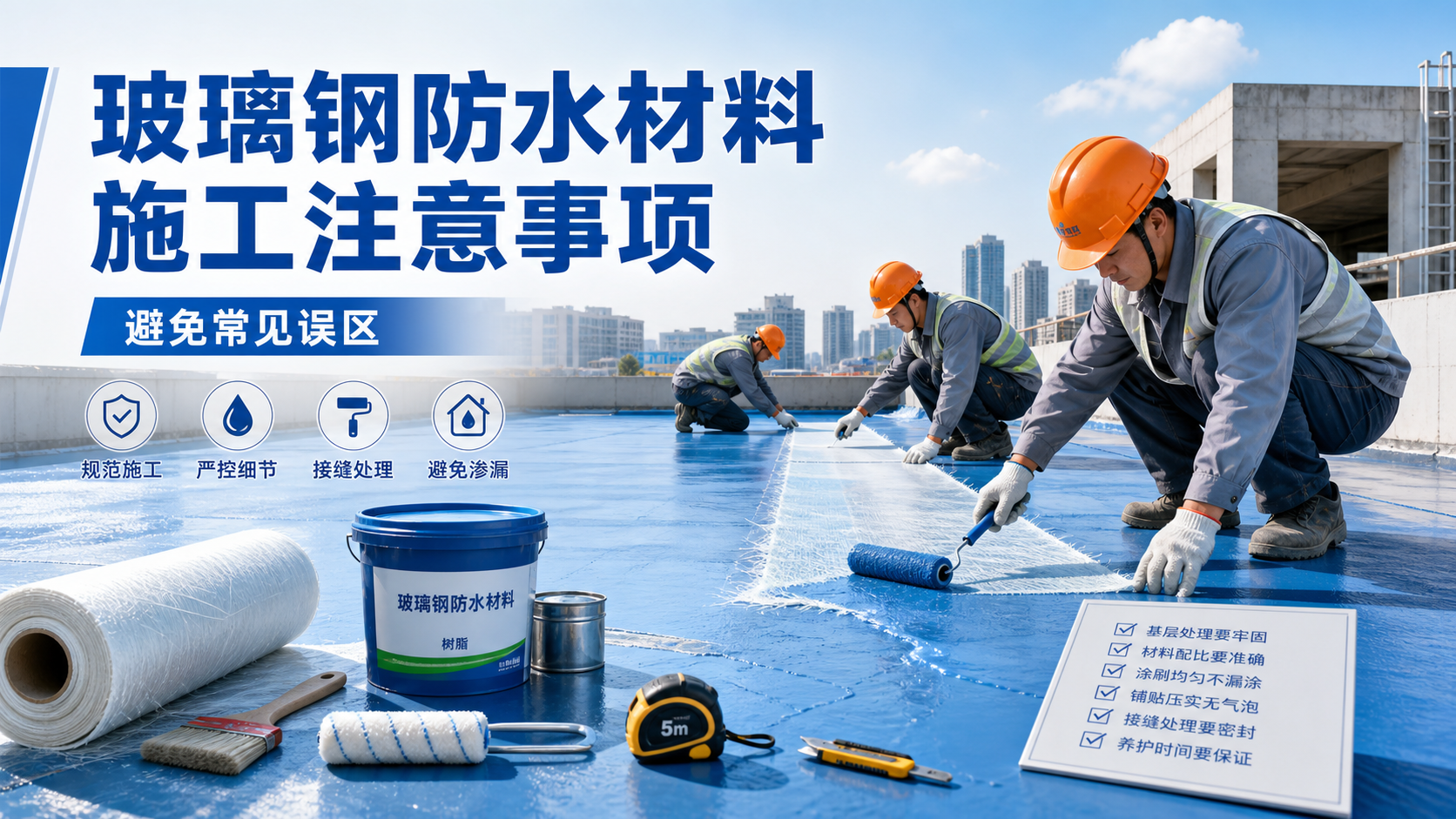 玻璃钢防水材料施工注意事项，避免常见误区 胡杨河 版